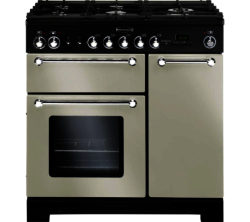 Rangemaster Kitchener 90 Dual Fuel Range Cooker - Ivory & Chrome